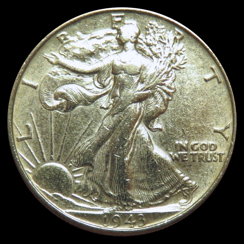 A cleaned 1943 Walking Liberty half dollar