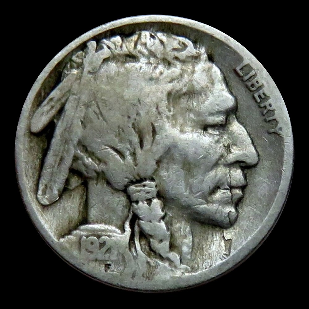 A lamination mint error on this 1921-S Buffalo nickel