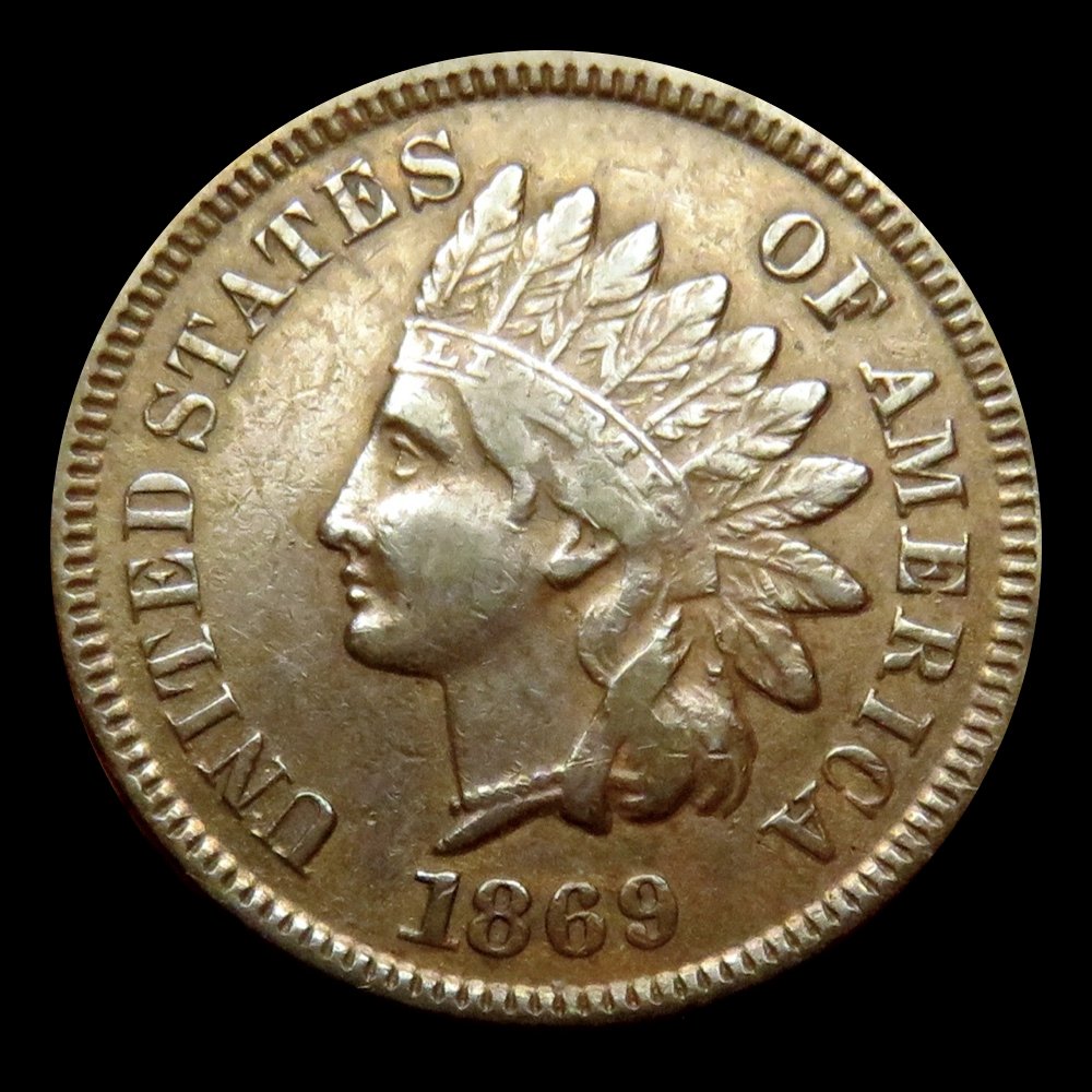 1869 Indian Head cent with minor strike issues at the center