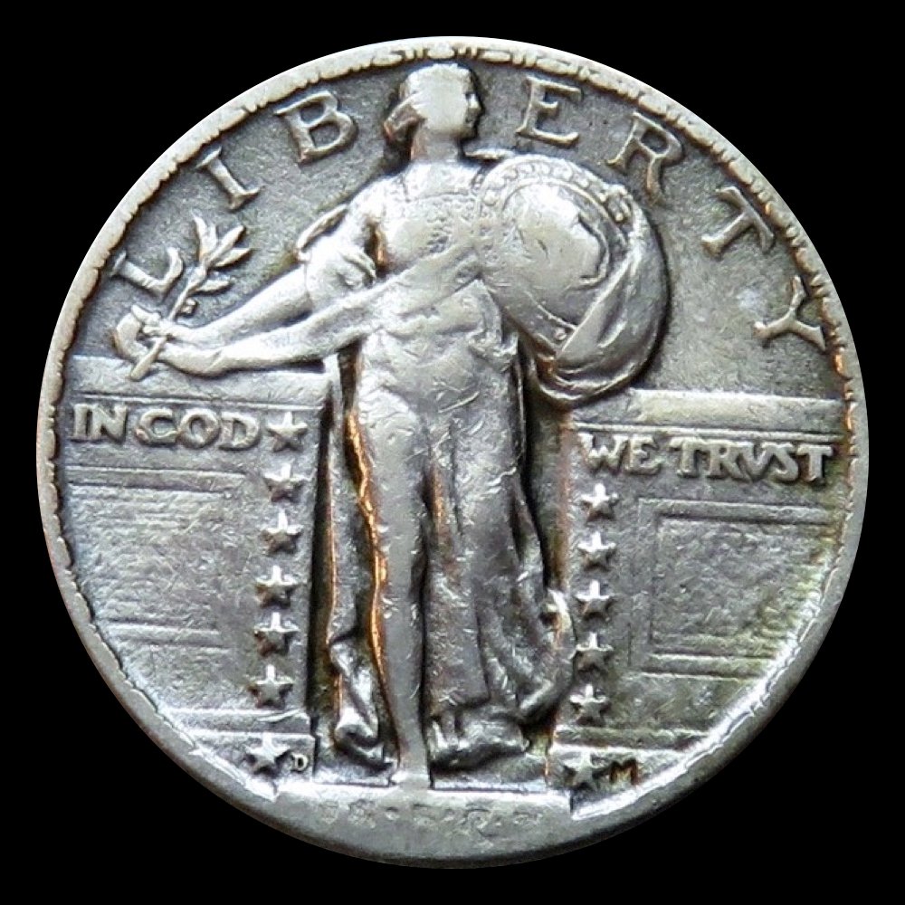 1924-D Standing Liberty quarter with serious strike issues at the date